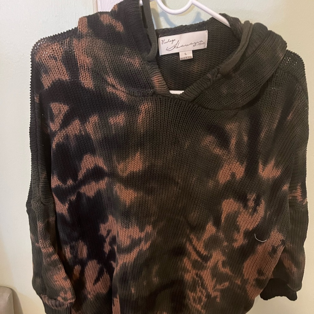 Vintage Tie-Dye Cowl Neck Sweater
